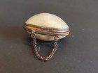 Antique Mother-of-pearl Thimble Case W  Chain   Thimble     Victorian - Velvet Lin