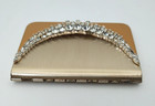 Wadsworth Metal Compact 2 Tone Rhinestone Embellished Lid Vintage Read