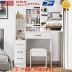 Vanity Table With Led Lighted Mirror Drawer Stool Makeup Desk Dressing Table Set