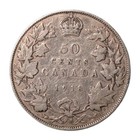 1918 Canada 50 Cents King George V  925 Sterling Silver Half Dollar World Coin