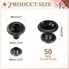 50pcs Colorful Crystal Rivets 6mm Rhinestone Stud Rivets Studs  Black