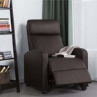 Modern Faux Leather Push Back Theater Recliner Chair Single Reclining Sofa Brown