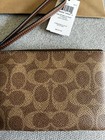 Coach Corner Zip Wristlet Signature Canvas Stripe Tan Brown Nwt Cw854 Imxhe 