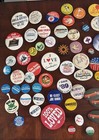 150  Vintage Pinback Button Lapel Pin Lot Political Advertising Christmas Mixed