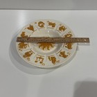 Vintage Mcm Zodiac Astrology Ashtray White Ceramic W gold Zodiac Signs   Sun
