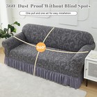 Essential Twill Ruffled Sofa Slipcovers One-piece Sofa Cover W  Washable Cover 