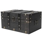 Vintage Wooden Treasure Chest - Decorative Storage Box With Hinged Lid black 