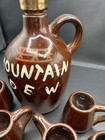 Vtg Mountain Dew Made In Japan Artmark Moonshine Jug W 6 Mini Mugs Set