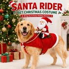 Santa Rider Pet Christmas Costume Adjustable Dog Outfit In Multiple Sizes
