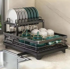 Adjustable Over Sink Dish Drying Rack With Drainboard   Cutlery Organizer