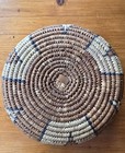 Vintage Hand Woven African Basket Botswana Coiled Weave Natural Colors 11  X 3 