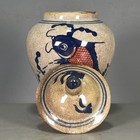 Qing Dynasty Emperor Style Fish Patterned Blue And White Glazed Tea Jar Ornament