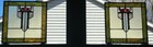 Pair Of Antique Art Deco Stained Leaded Glass Windows 16 x16 