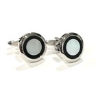Black Rim Mother Pearl Round Cufflinks Men Daily Wear Cuff Link With Box