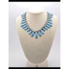 Matisse Vintage Mid-century Copper   Blue Enamel Fringe Statement Necklace     15 