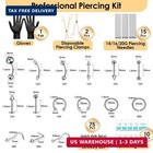 104pcs Body Septum Piercing Kit With 14g 16g 20g Needles Silver