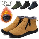 Mens Snow Boots Warm Fur Lined Ankle Waterproof Slip On Outdoor Winter Shoes