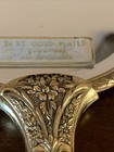 Vintage Matson 24k Gold Plated Vanity Hand Mirror And Hair Brush Floral Scroll