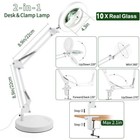 Magnifying Glass Desk Light Magnifier Led Lamp Reading Lamp With Base  Clamp 10x