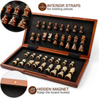 Chess Set 15  Wooden Board Game - Wood Sets With 2 Storage Bags And 2 Extra Quee