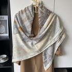 Pure Cashmere And Silk Printed Scarf     Fashionable Square Shawl Wrap