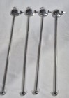 Vintage Lot Of 4 Whale Head Chrome Plated Metal Barware Swizel Stir Sticks