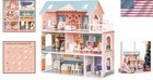 Colorful Wooden Dollhouse With Furniture For Girls