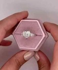 2 30ct Heart Cut Real Moissanite Three Stone Wedding Ring 14k White Gold Plated