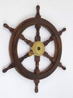 Vintage 18 Inch Boat Ship Wheel Brown Wooden Steering Wheel Wall Nautical Decor