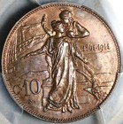 1911 Pcgs Ms 64 Italy 10 Centesimi Kingdom Anniversary Bn Coin  24082402c 