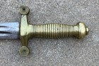 Fine Mid 19th C  European Brass Handled Short Sword  Double Fullers  Unmarked