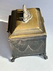 Antique Silver Plate Brass Casket Jewelry Cigar Box Tea Caddy Art Nouveau Hinged