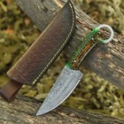 9  Hand Forged Damascus Custom Pine Cone Handle Hunting Handmade Knife W Sheath