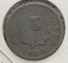 1823 Nova Scotia Half Penny Hyphen Legend 15 Leaves Reeded Edge Error Very Rare