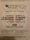 1988 Logitech International Certificate 10 Bearer Shares Stock Bond Certificate