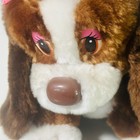 Vtg Bertha Russ Berrie Brown White Puppy Dog Plush 8  Toy Pink Bow 506