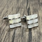Mother Pearl Wave Stripes Cufflinks For Men Birthday Wedding Gift In Box