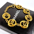 Chanel Coco Cc Logo Bracelet Goldtone Vintage Authentic Accessory Japan B1674