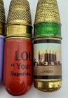 Antique Travel Sew Thimble   Thread   Needle Holder - Set Of 3  2 W  Advertising