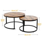Set Of 2 Nesting Coffee Table Round End Side Table For Small Spaces Living Room