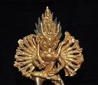 Tibet Buddhism Bronze 24k Gold Gilt Mandkesvara Yab-yum On Lotus Buddha Statue  
