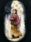 Vintage Russian Lacquer Box-winter Scene Girl-fox-snowstorm-fedoskino-maiden