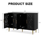 Vintage Hollow Carving Buffet Cabinet With 4 Doors Sideboards With Storage Black