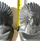 Vintage Antique Native American Indian Chief Bookends 6  Rare