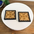 2 Vintage Trenton Majolica Glazed Tiles Tan And Brown  4   