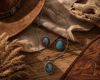 Boho Natural Stone Necklace Earrings Set Silver Tone Southwestern Western Gift
