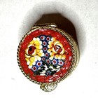 Vintage Italy Micro Mosaic   Metal Hinged Pill Box House Of Goebel Gold Tone
