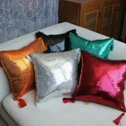 Throw Pillow Case Cushion Cover Sequin Tassel Fringe Shiny Sofa Bed Home Decor