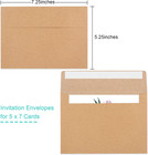 50 Pack Brown Kraft Envelopes  5x7 Envelopes For Invitations  A7 Invitation Enve