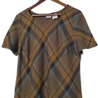 Vintage Carolina Colours Plaid Maxi Dress Size 16 Brown Short Sleeve Womens 